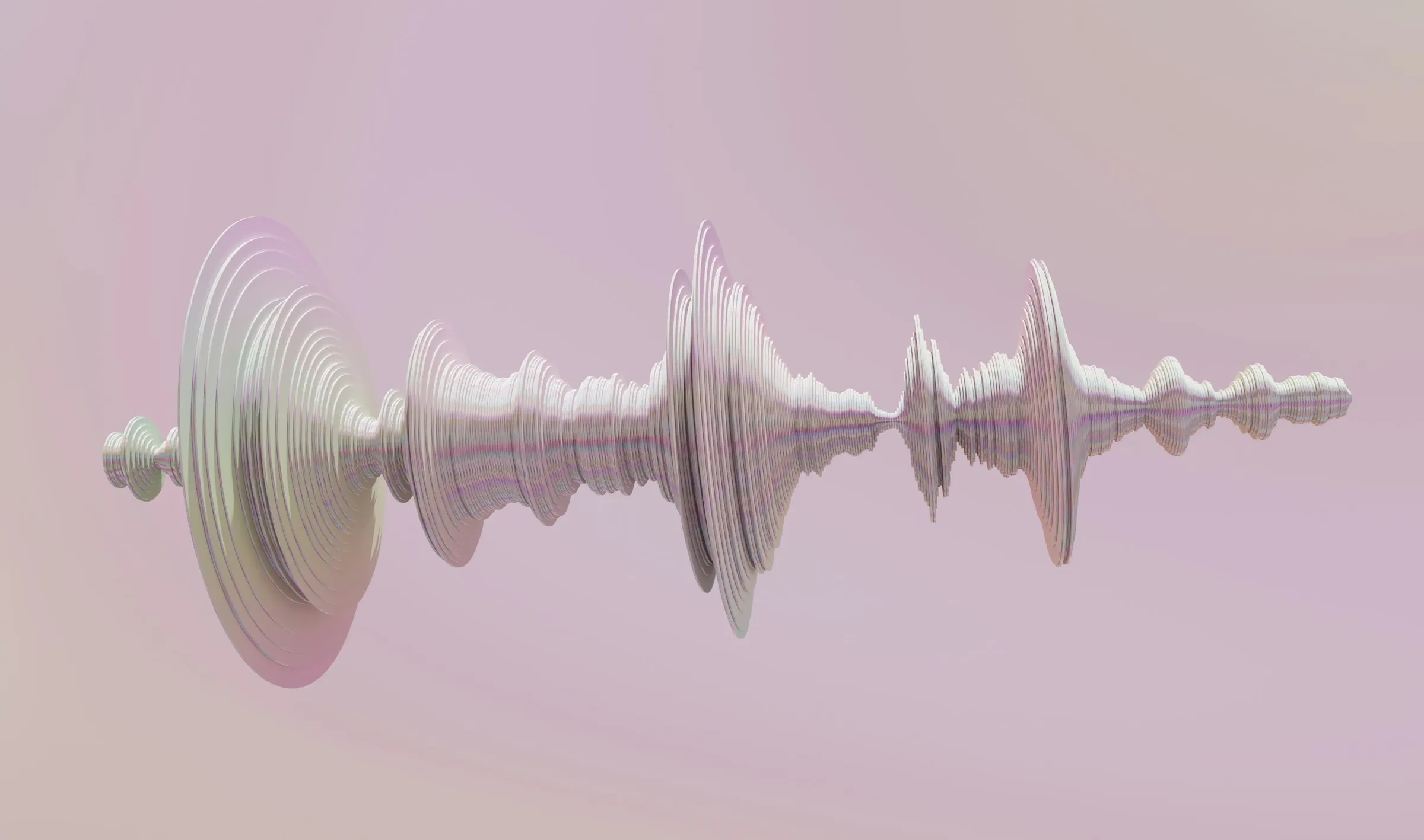 A visual representation of a sound wave set on a pink background, showcasing the dynamics of sound frequencies.